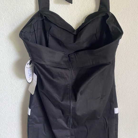 Collectif Retro Sailor Halter Rockabilly Straight Pencil Pin Up Black Dress 10 - Picture 16 of 16